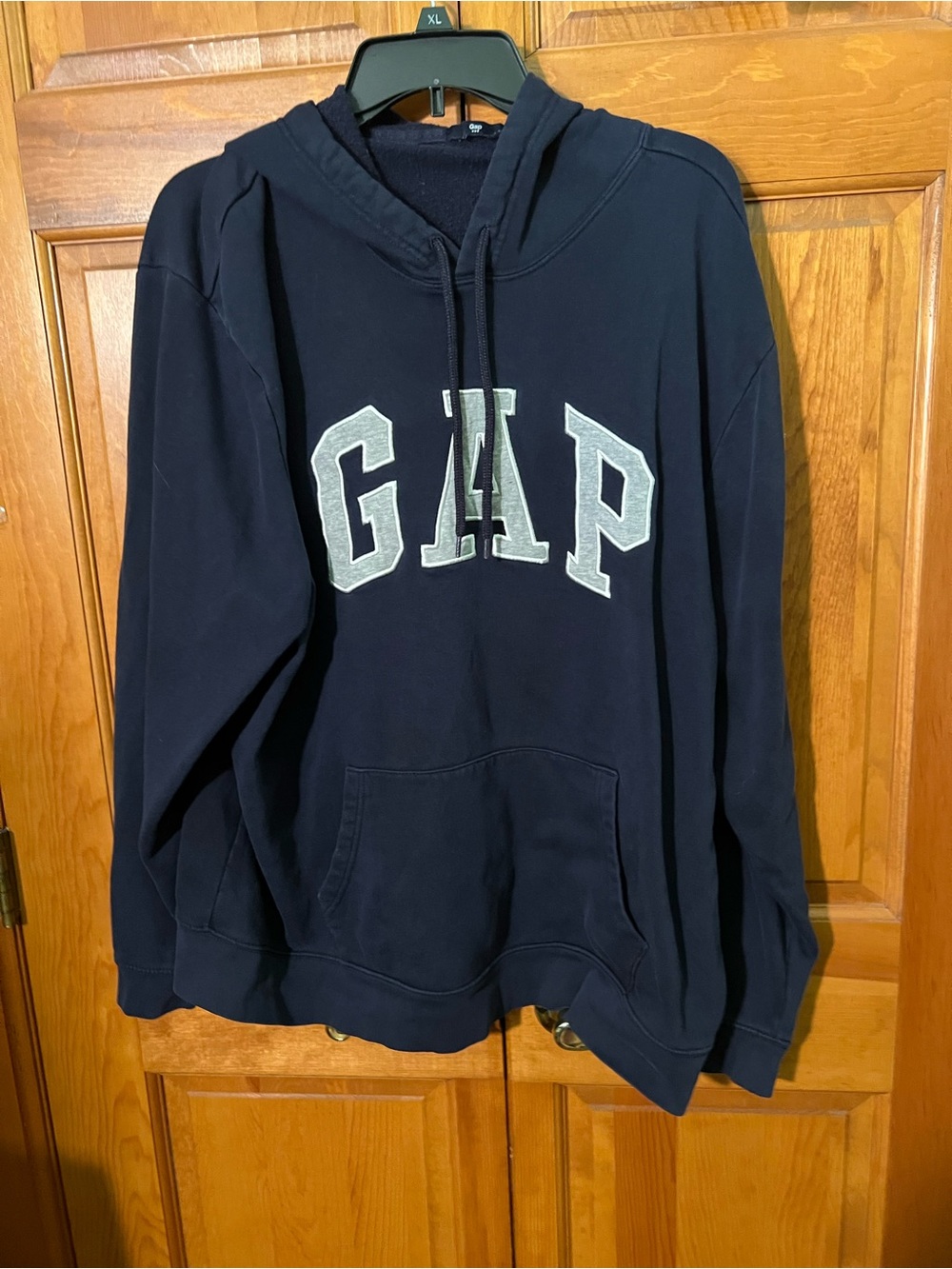 GAP Men's Navy Hooded Zip-Up Sweatshirt with White Logo